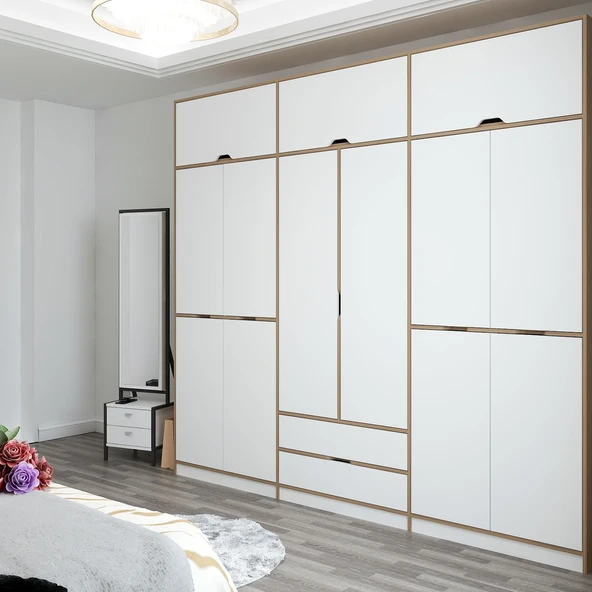 Minar Elina 6 Kapaklı Dolap + Yüklük Dore Beyaz - 3