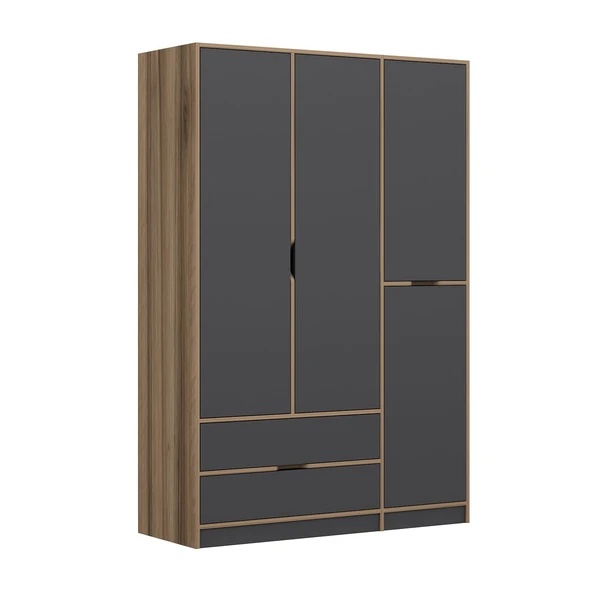 Minar Elina 3 Kapaklı Dolap Dore Antrasit - Resim 5