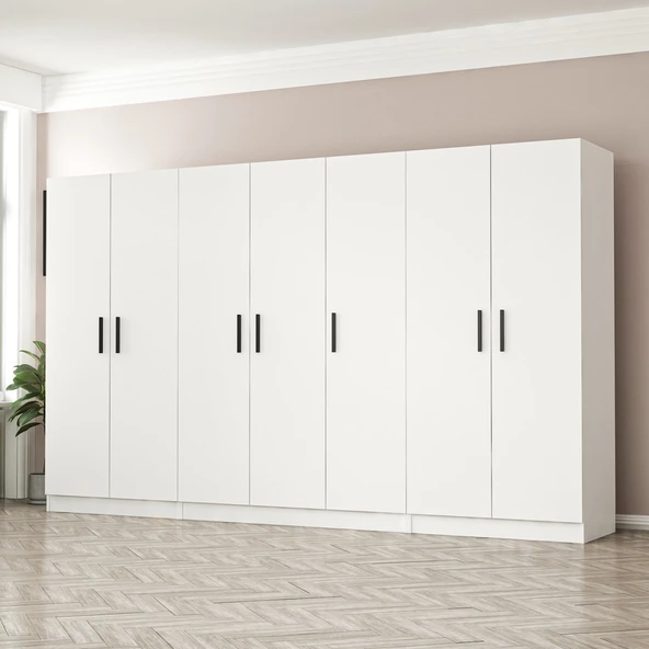 Minar Kale Zincir Dolap 7 Kapılı 3+2+2 Beyaz - Resim 3