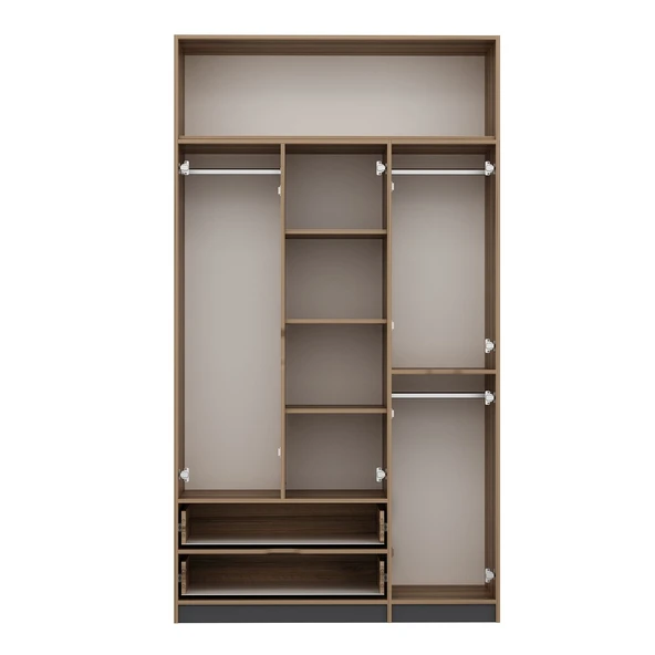 Minar Elina 3 Kapaklı Dolap + Yüklük Dore Antrasit - Resim 7