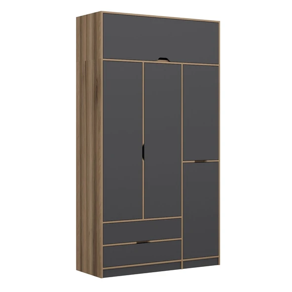 Minar Elina 3 Kapaklı Dolap + Yüklük Dore Antrasit - Resim 5