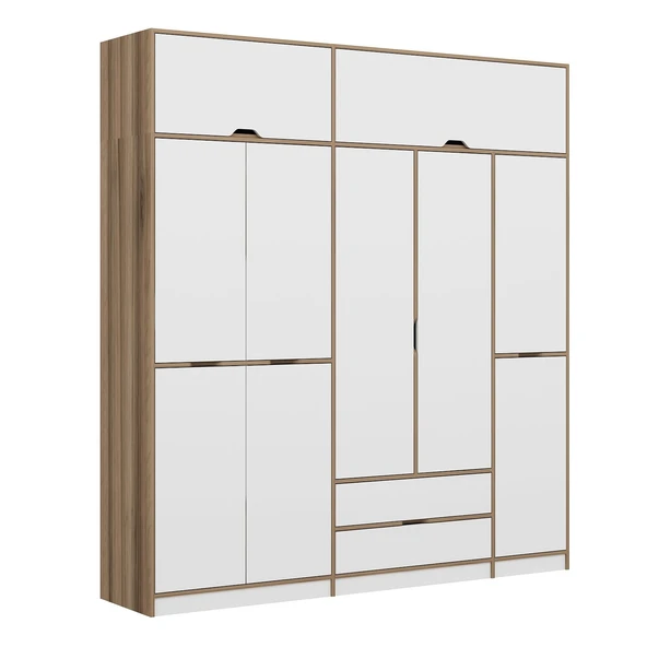 Minar Elina 5 Kapaklı Dolap + Yüklük Dore Beyaz - Resim 5