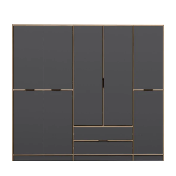 Minar Elina 5 Kapaklı Dolap Dore Antrasit - Resim 6