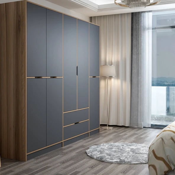 Minar Elina 5 Kapaklı Dolap Dore Antrasit - Resim 4