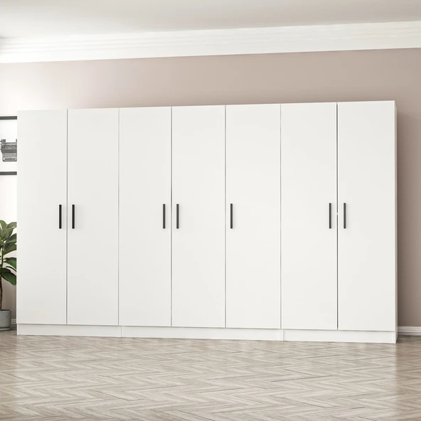 Minar Kale Zincir Dolap 7 Kapılı 3+2+2 Beyaz - Resim 2