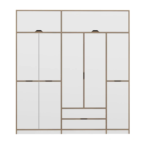 Minar Elina 5 Kapaklı Dolap + Yüklük Dore Beyaz - Resim 6