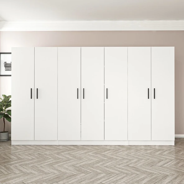 Minar Kale Zincir Dolap 7 Kapılı 3+2+2 Beyaz