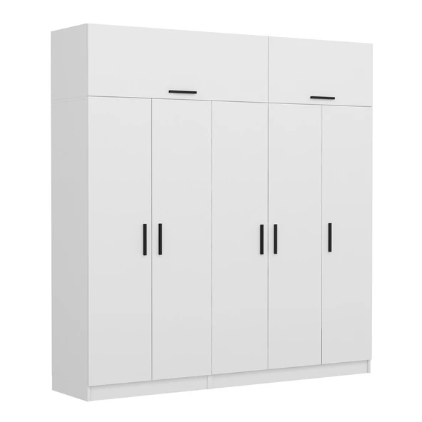 Minar Kale 5 Kapaklı 2 Çek Dolap Ve Yüklük Beyaz - Resim 3