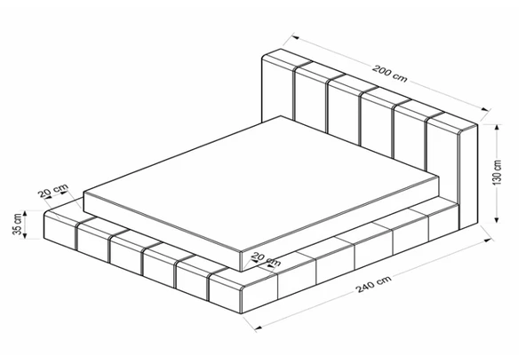 Minar Alin Baza Başlık Yatak Seti - 160X200 - Resim 6