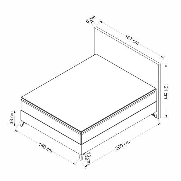 Minar Abella Baza Başlık Yatak Seti - 140X200 - Resim 8