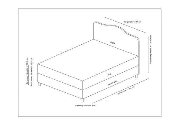 Minar Vassi Baza+Başlık+Sonata Yatak Bej 160X200 - Resim 6