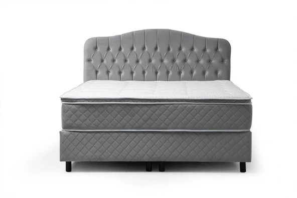 Minar Vassi Baza+Başlık+Miray Gizli Pedli Yatak Gri 140X200 - Resim 4