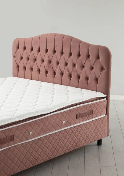 Minar Vassi Baza+Başlık+Yatak Gül Kurusu 140X200 - Resim 2