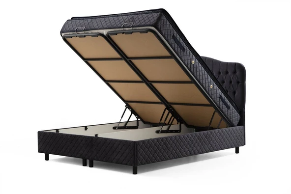 Minar Vassi Baza+Başlık 150*200 Set-Antrasıt - Resim 2