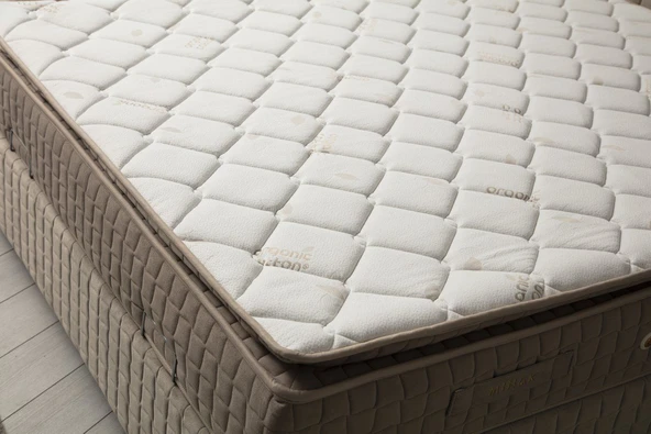 Minar Safir Baza+Başlık 140*200 Pedli Yatak Set- Bej - Resim 7