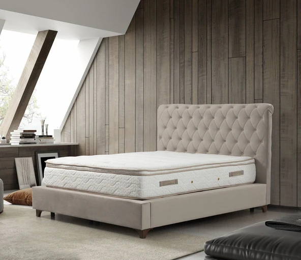 Minar Deluxe Baza+Başlık+Yatak Bej 150X200