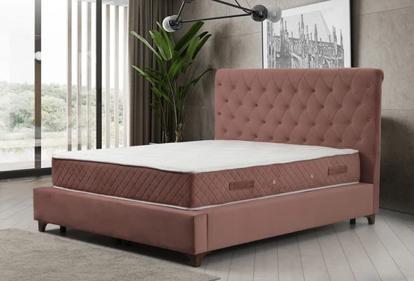 Minar Deluxe Baza+Başlık+Sonata Yatak Gül Kurusu 150X200