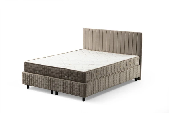 Minar Safir Baza+Başlık 140*200 Pedsiz Yatak Set- Bej - 3