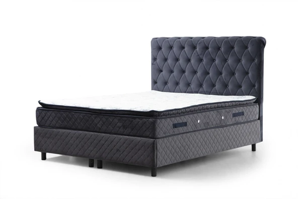 Minar Sonata Baza+Başlık+Vassi Pedli Yatak Antrasit 140X200 - Resim 4