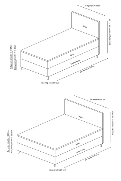 Minar Orina Bazalı Karyola 140*200-Kahve - Resim 4
