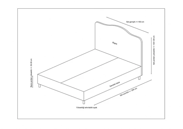 Minar Vassi Baza+Başlık Gri 150X200 - Resim 4
