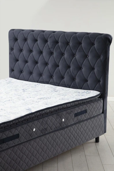 Minar Sonata Baza+Başlık+Vassi Pedli Yatak Antrasit 150X200 - Resim 2