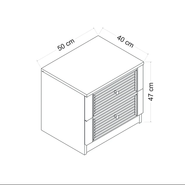 Minar D1010-Kale Komodin 2 Çekmece Beyaz Mebran Panjur - Resim 8