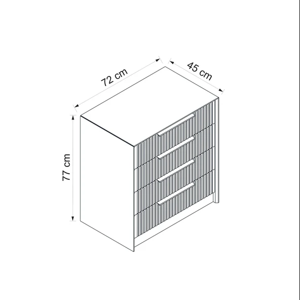 Minar Kale Luxe Soft 4Ç Mbrn Şifonyer-Kumtaşı - Resim 7