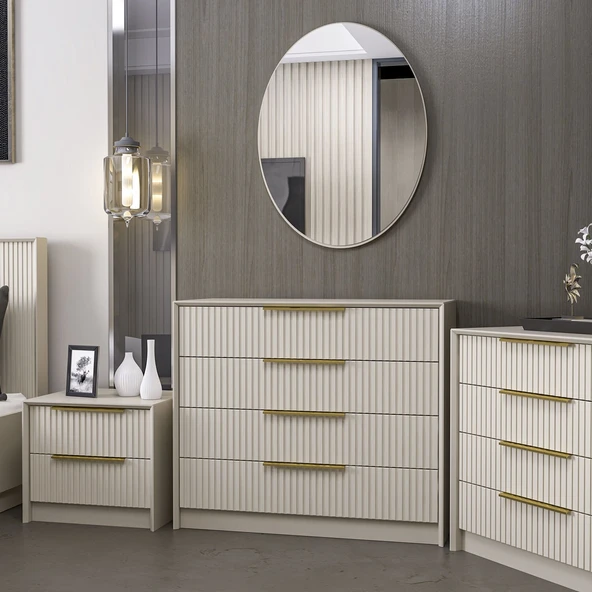 Minar Kale Luxe Soft 4Ç Mbrn Şifonyer Büyük Yuv.Ayna-Kumtaşı - 3