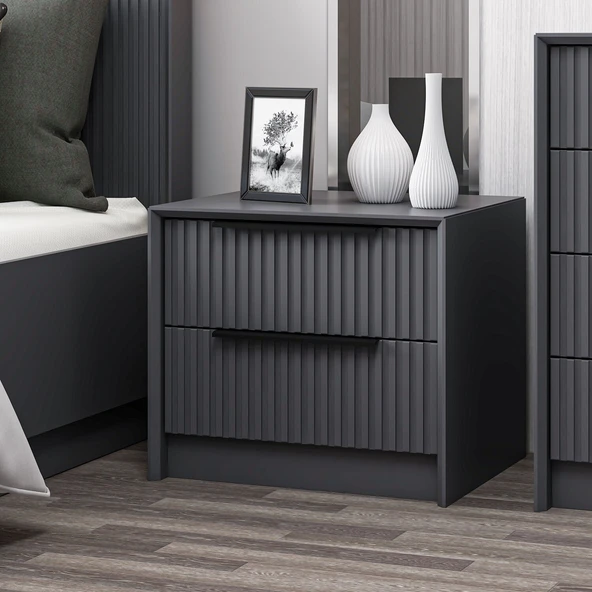 Minar Kale Luxe Soft 2Çek Mebran Komodin-Antrasit
