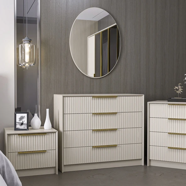 Minar Kale Luxe Soft 4Ç Mbrn Şifonyer Büyük Yuv.Ayna-Kumtaşı - 2