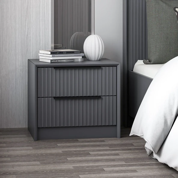 Minar Kale Luxe Soft 2Çek Mebran Komodin-Antrasit - 2