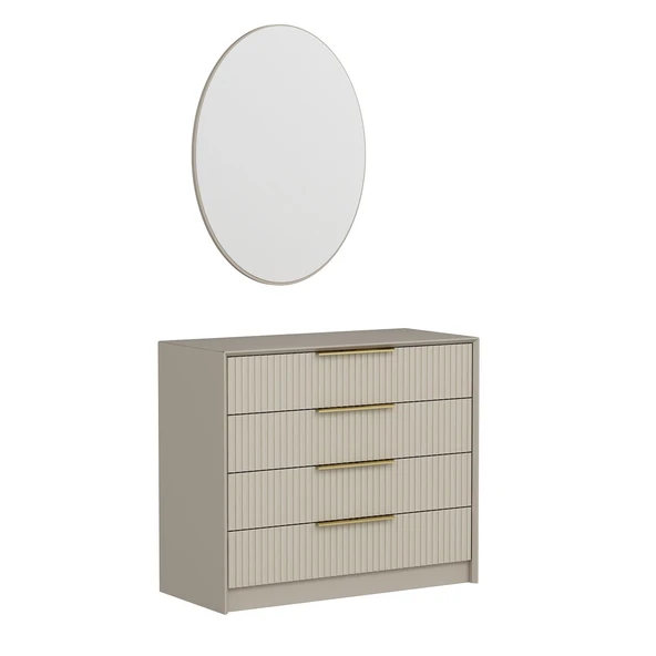 Minar Kale Luxe Soft 4Ç Mbrn Şifonyer Büyük Yuv.Ayna-Kumtaşı - 4