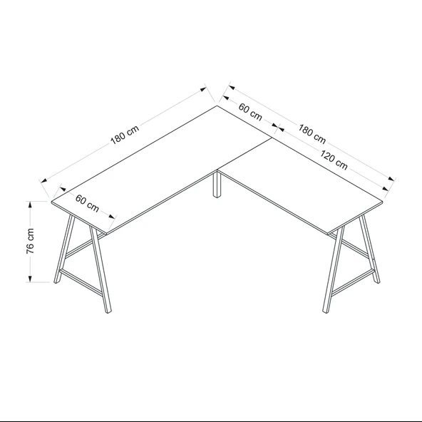 Minar Team Bilg.Masa Rafsız Siyah Metal Ayaklı-Mat Siyah - 6
