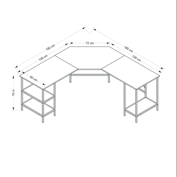Minar Power Bilg.Masa Rafsız Siyah Metal Ayaklı-Mat Siyah - 6