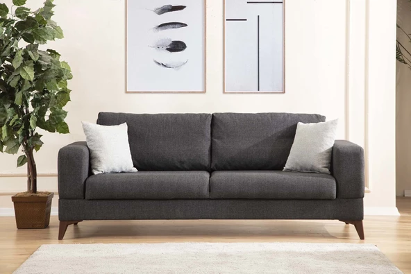 Minar Vive 3'Lü Koltuk Koyu Gri + Berjer Koyu Gri - Resim 6