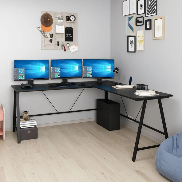 Minar Team Bilg.Masa Rafsız Siyah Metal Ayaklı-Mat Siyah - 2