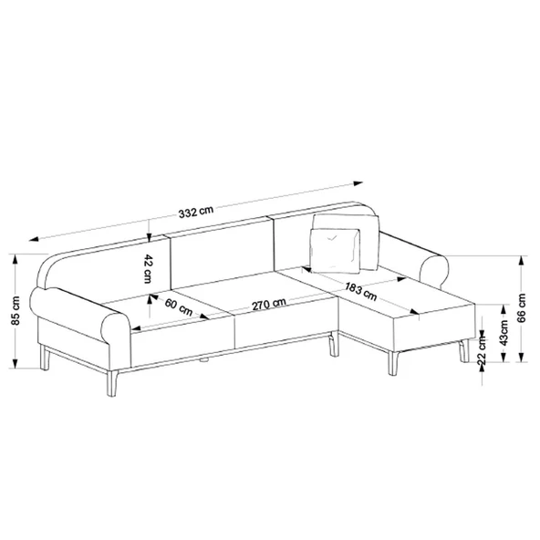 Minar London Sağ Köşe Takımı Koyu Gri - Resim 8