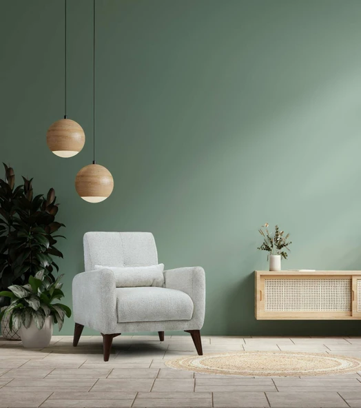 Minar Lıma 3+3+Berjer Set Bej+Yesıl+Bej - Resim 4