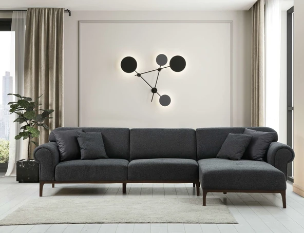 Minar London Sağ Köşe Takım+ Berjer Koyu Gri - Resim 4