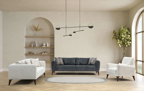 Minar Lıma 3+3+Berjer Set Bej+K.Grı+Bej