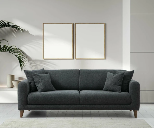 Minar Sare 3+1 Berjer Koltuk Takım Koyu Gri - Resim 2