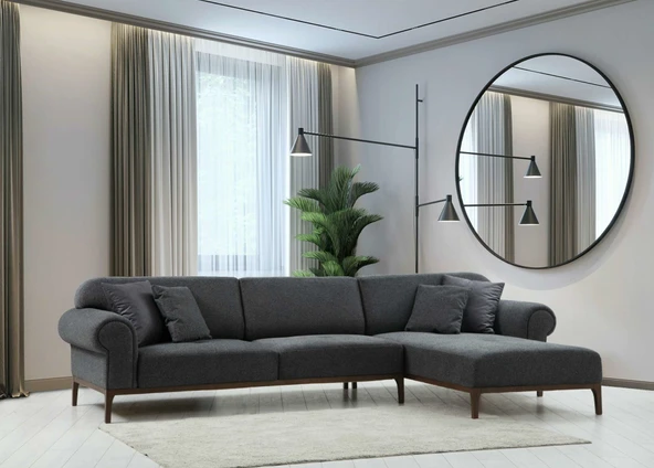 Minar London Sağ Köşe Takım+ Berjer Koyu Gri - Resim 2