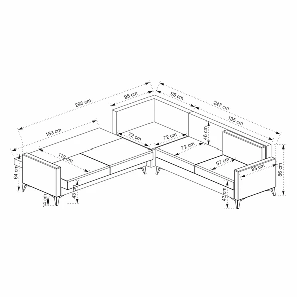 Minar Kristal 3+Köşe+2 Köşe Takımı Açık Gri - Resim 4