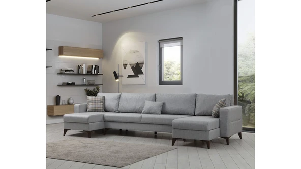 Minar Kristal Dinlenme+2+Dinlenme Köşe Takımı Açık Gri