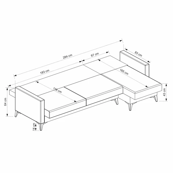 Minar Kristal 3+Dinlenme Köşe Takımı Bej - Resim 6