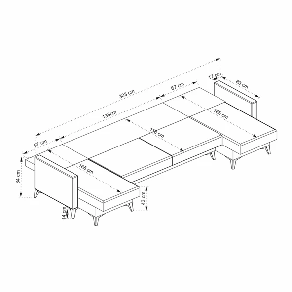 Minar Kristal Dinlenme+2+Dinlenme Köşe Takımı Açık Gri - Resim 5