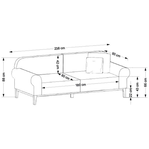 Minar London Koltuk 3Lü Ares Beyaz - Resim 8