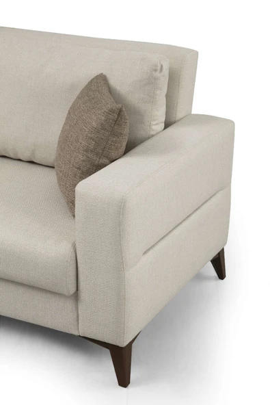 Minar Kristal 3+1 Berjer Koltuk Takım Bej+Koyu Gri - Resim 7