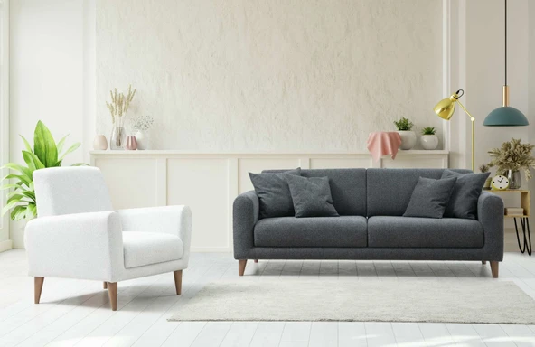 Minar Sare 3+1 Berjer Koltuk Takım (Koyu Gri+Ares Byz) ürün görseli